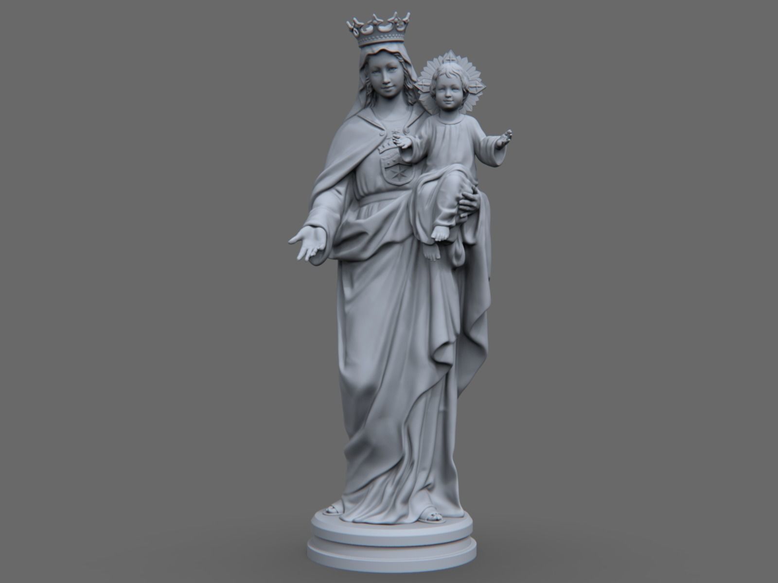 Carmel statue of virgin and child 3D print model_7
