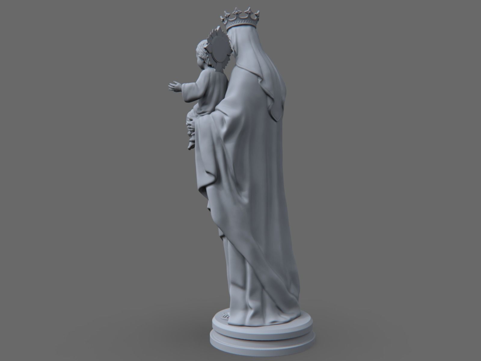 Carmel statue of virgin and child 3D print model_5
