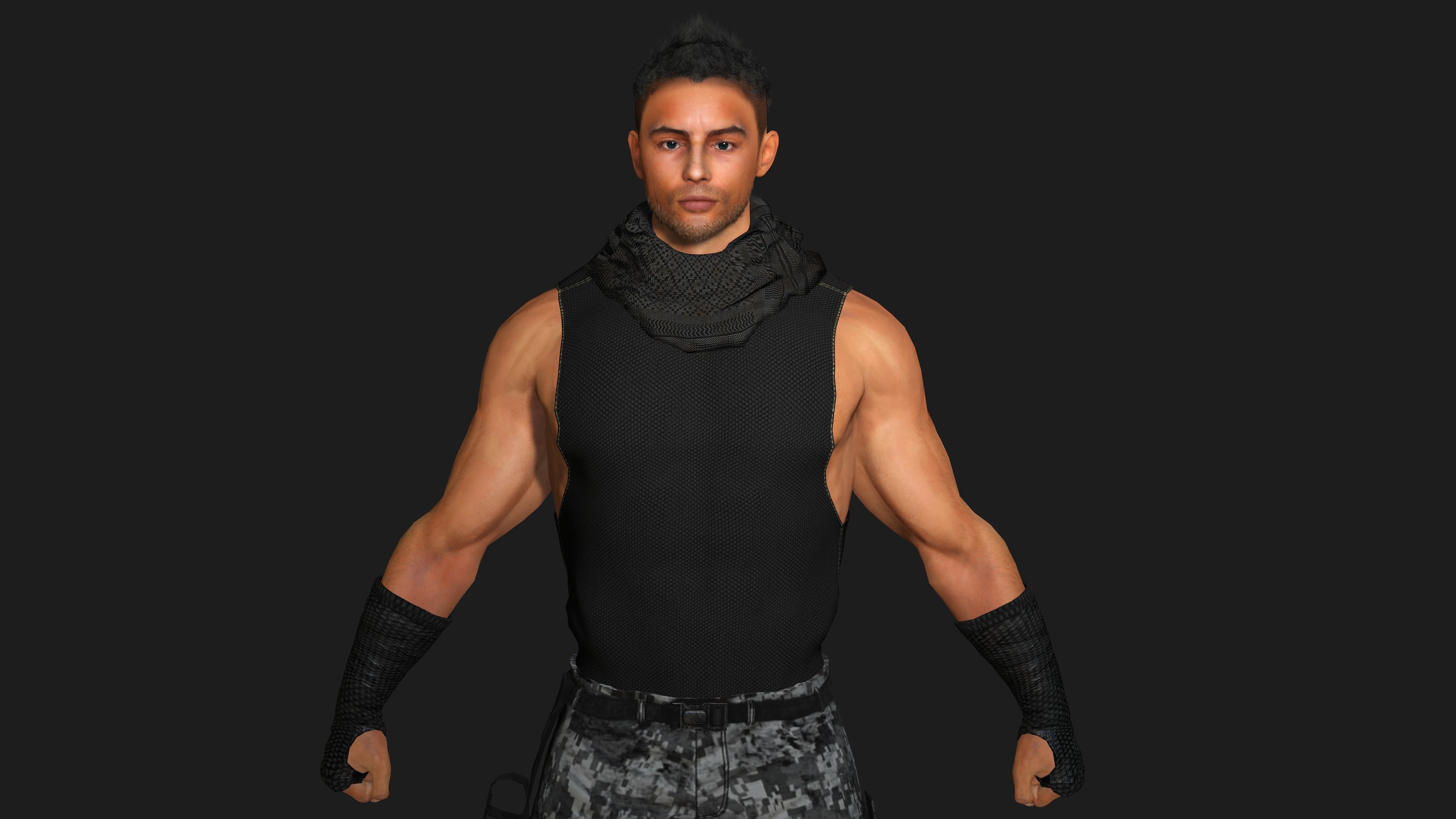 AAA 3D MALE ARMY CHARACTER 01 - HUMAN RIGGED GAME READY Low-poly 3D model_11