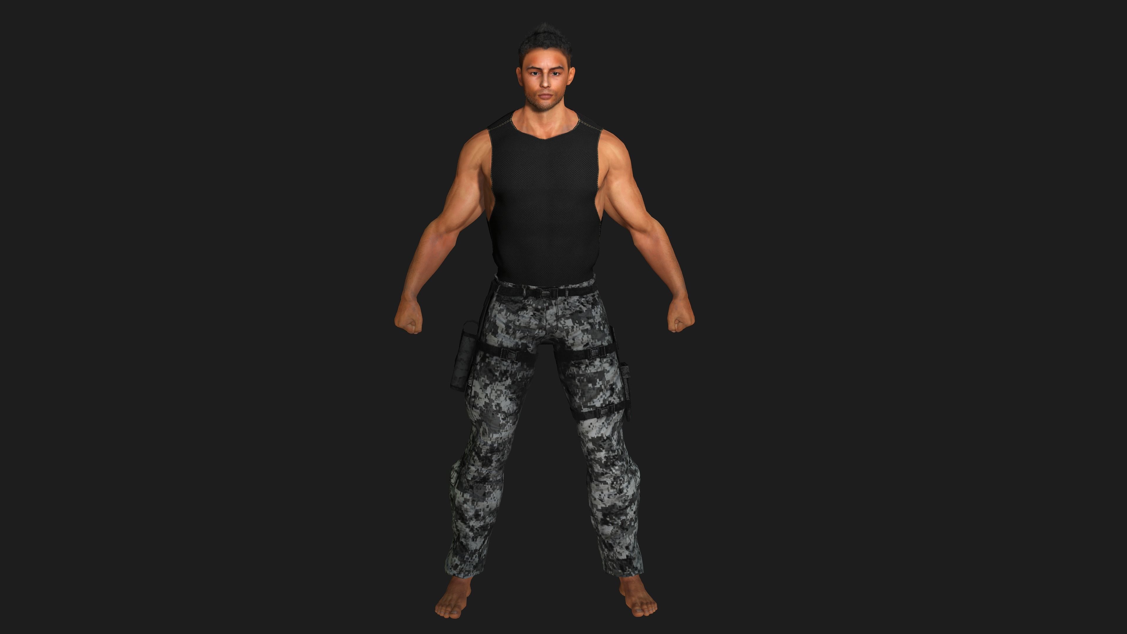 AAA 3D MALE ARMY CHARACTER 01 - HUMAN RIGGED GAME READY Low-poly 3D model_8