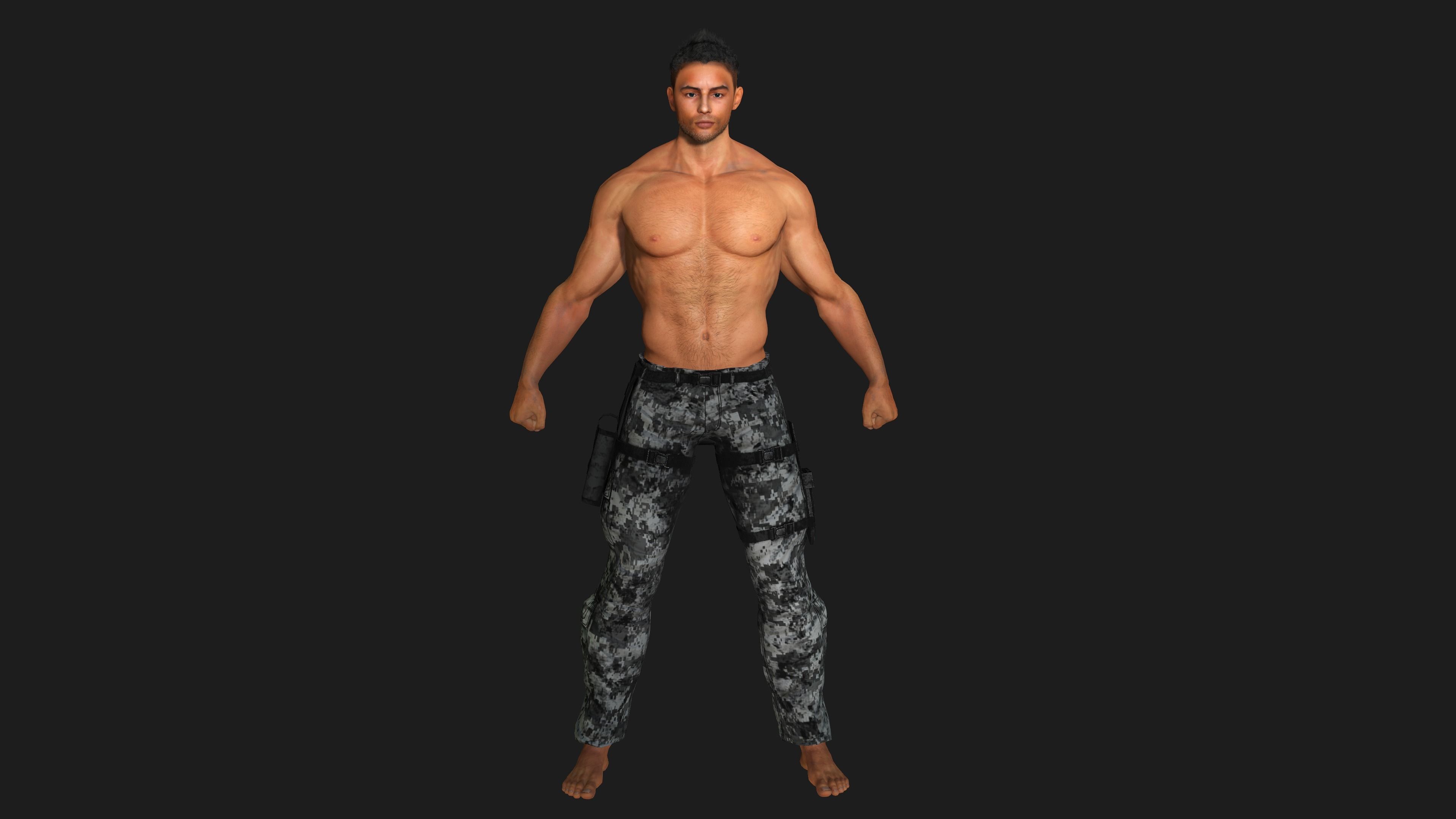 AAA 3D MALE ARMY CHARACTER 01 - HUMAN RIGGED GAME READY Low-poly 3D model_9