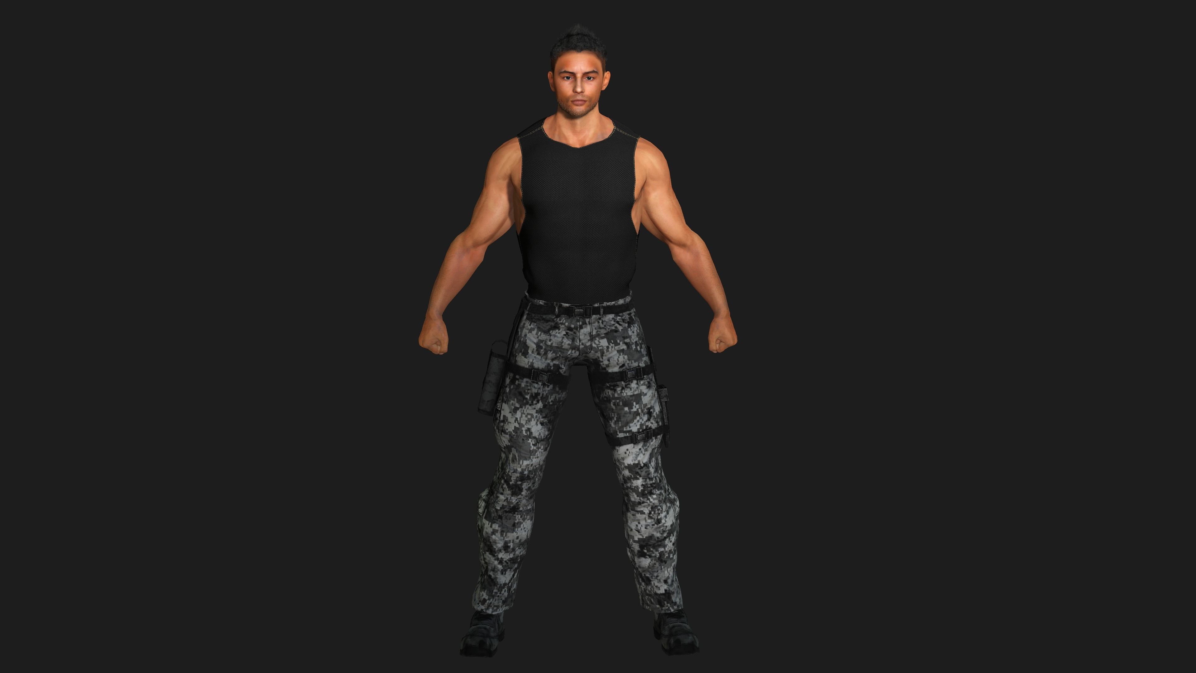 AAA 3D MALE ARMY CHARACTER 01 - HUMAN RIGGED GAME READY Low-poly 3D model_7