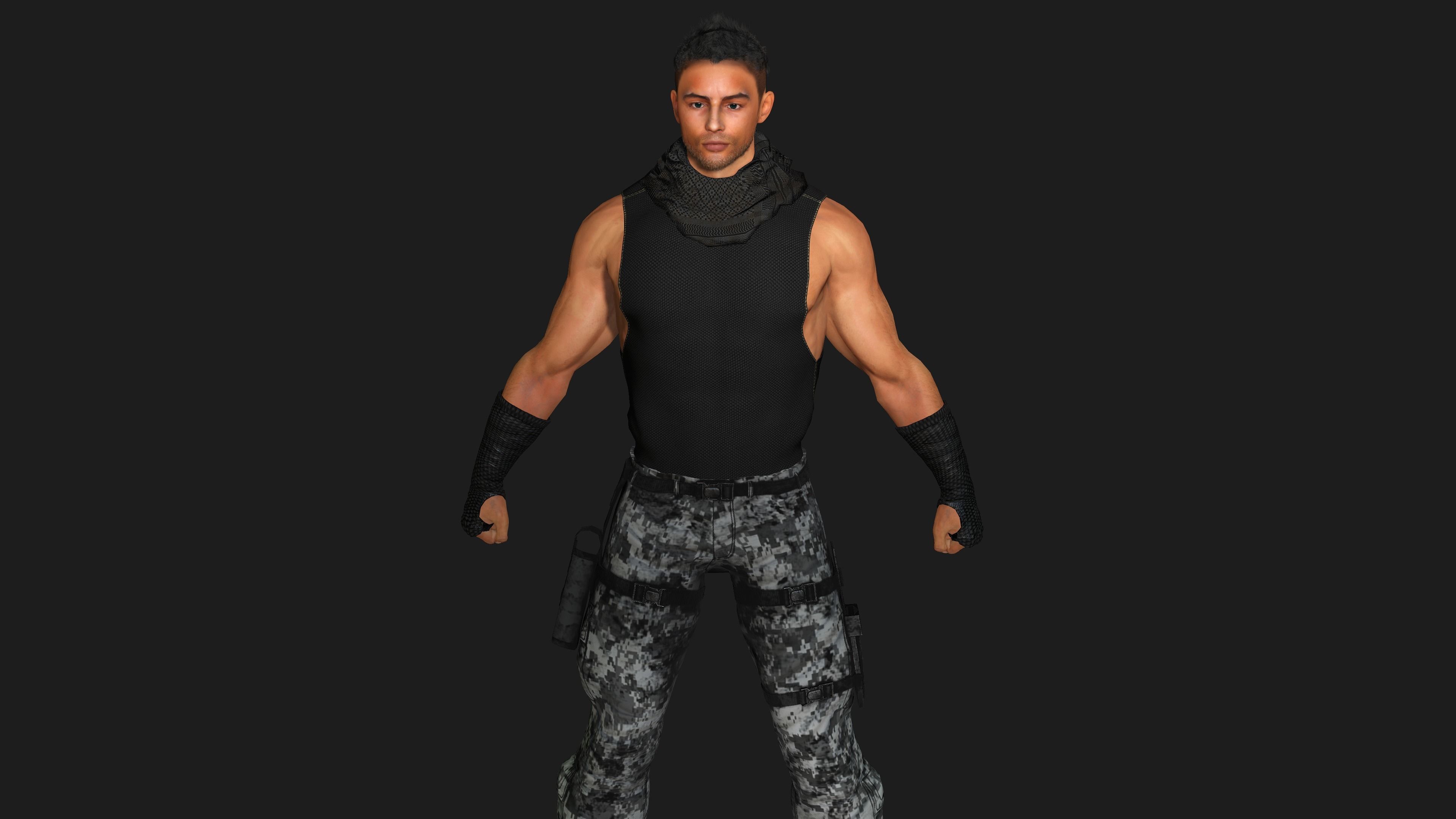 AAA 3D MALE ARMY CHARACTER 01 - HUMAN RIGGED GAME READY Low-poly 3D model_2