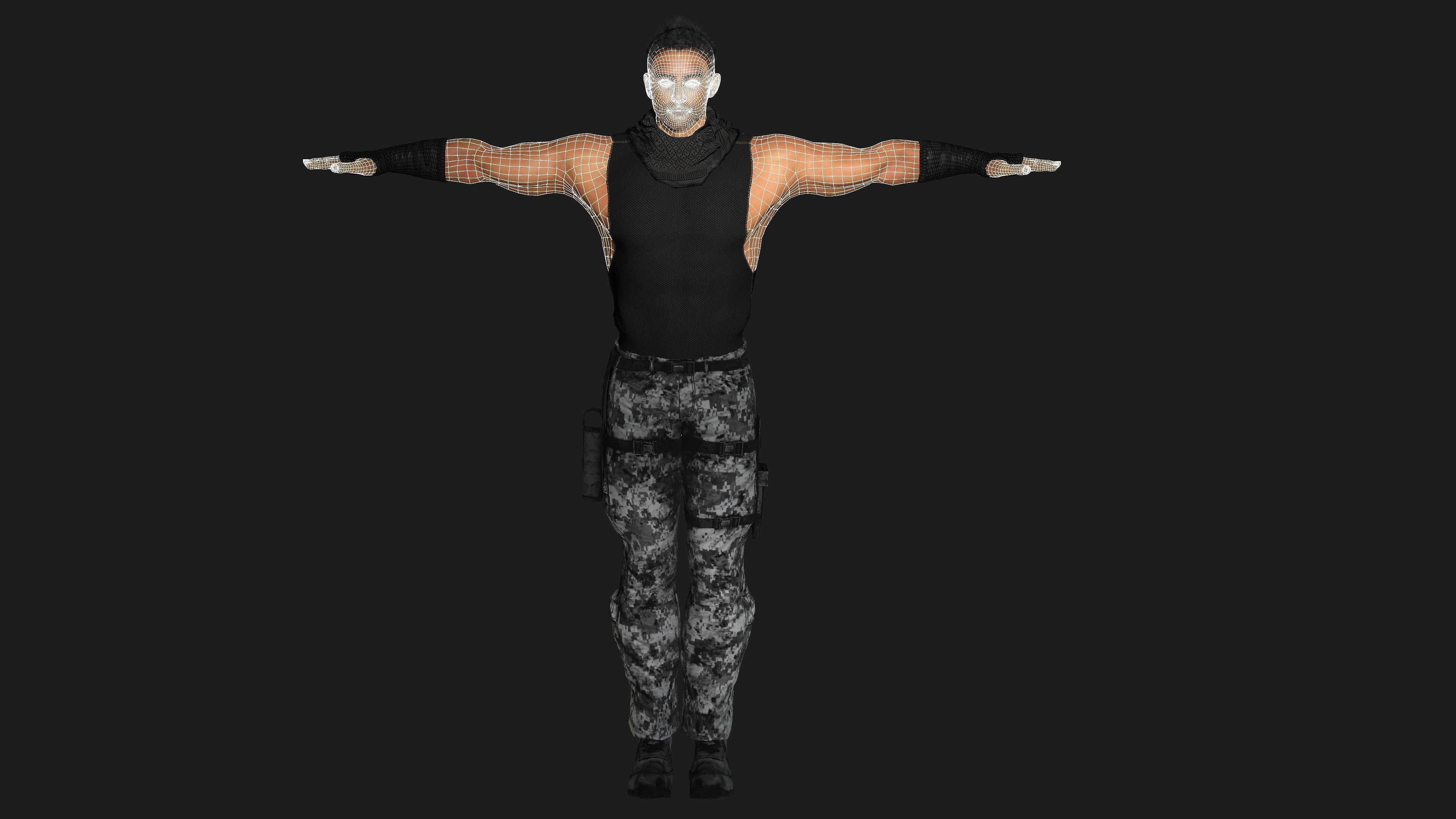 AAA 3D MALE ARMY CHARACTER 01 - HUMAN RIGGED GAME READY Low-poly 3D model_17
