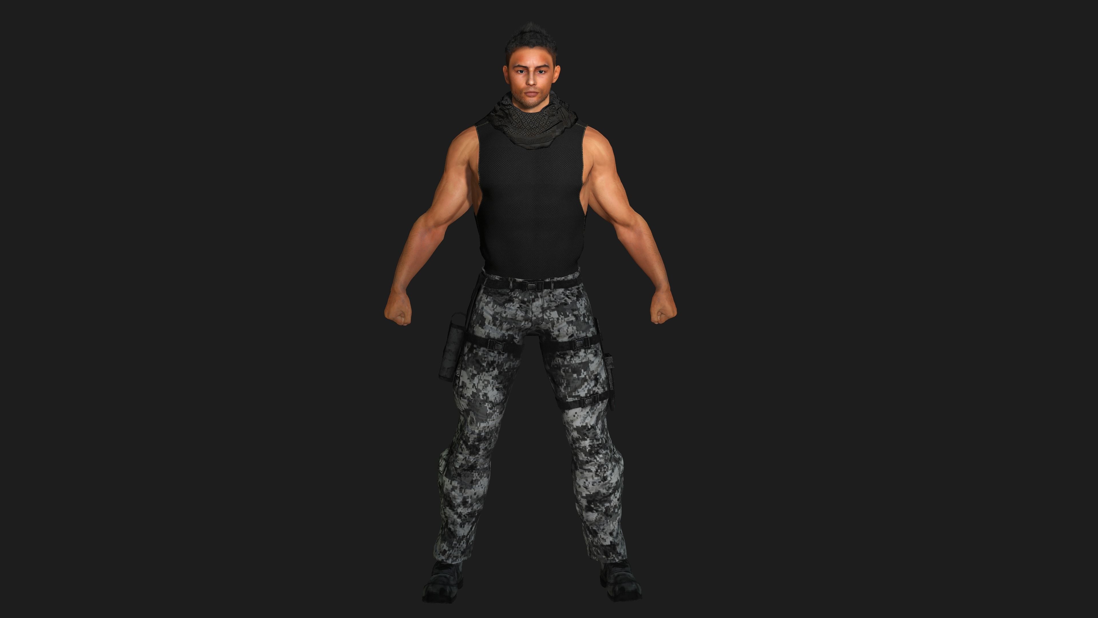 AAA 3D MALE ARMY CHARACTER 01 - HUMAN RIGGED GAME READY Low-poly 3D model_6