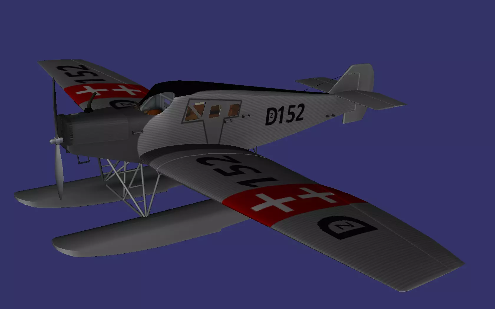Junkers F13 Floats Low-poly 3D model