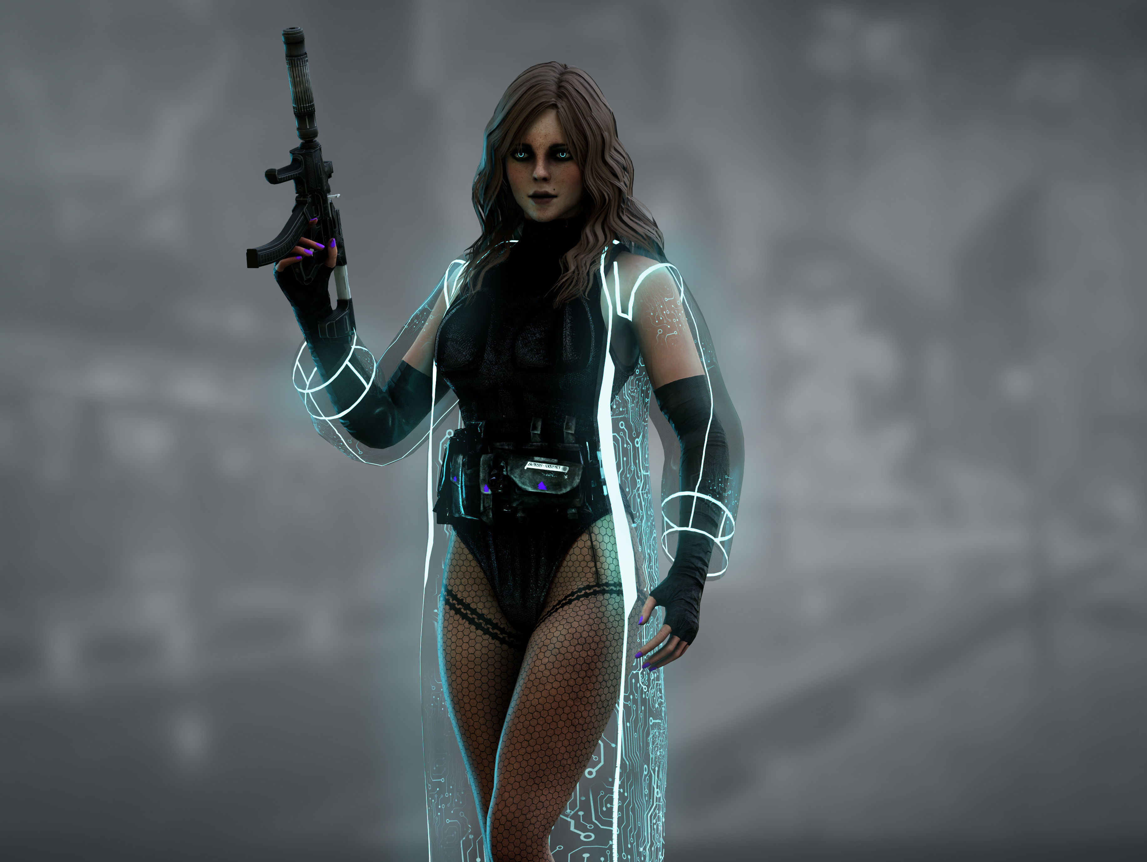 Sci Fi Mercenary Girl Low-poly 3D model_5