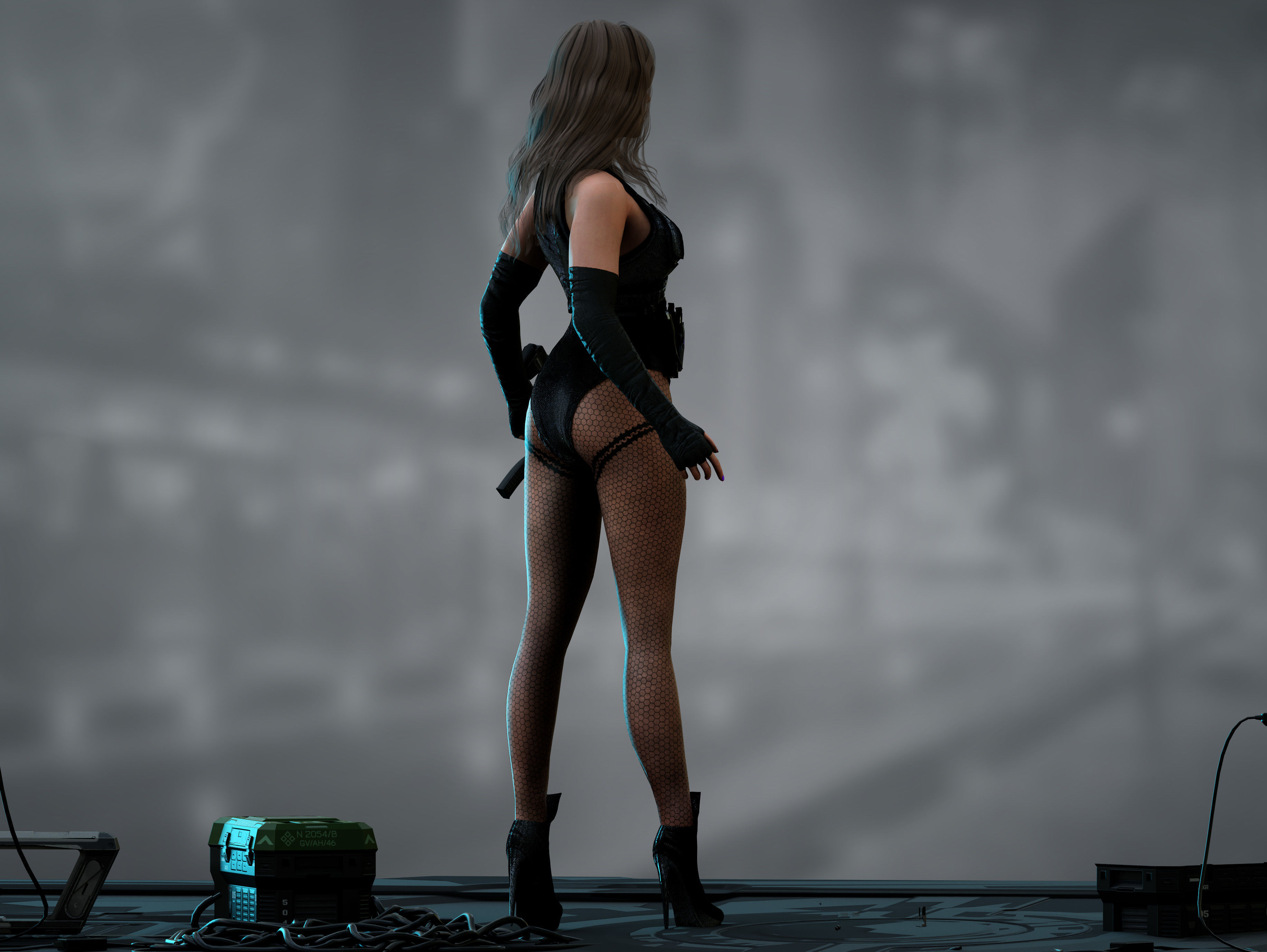 Sci Fi Mercenary Girl Low-poly 3D model_12