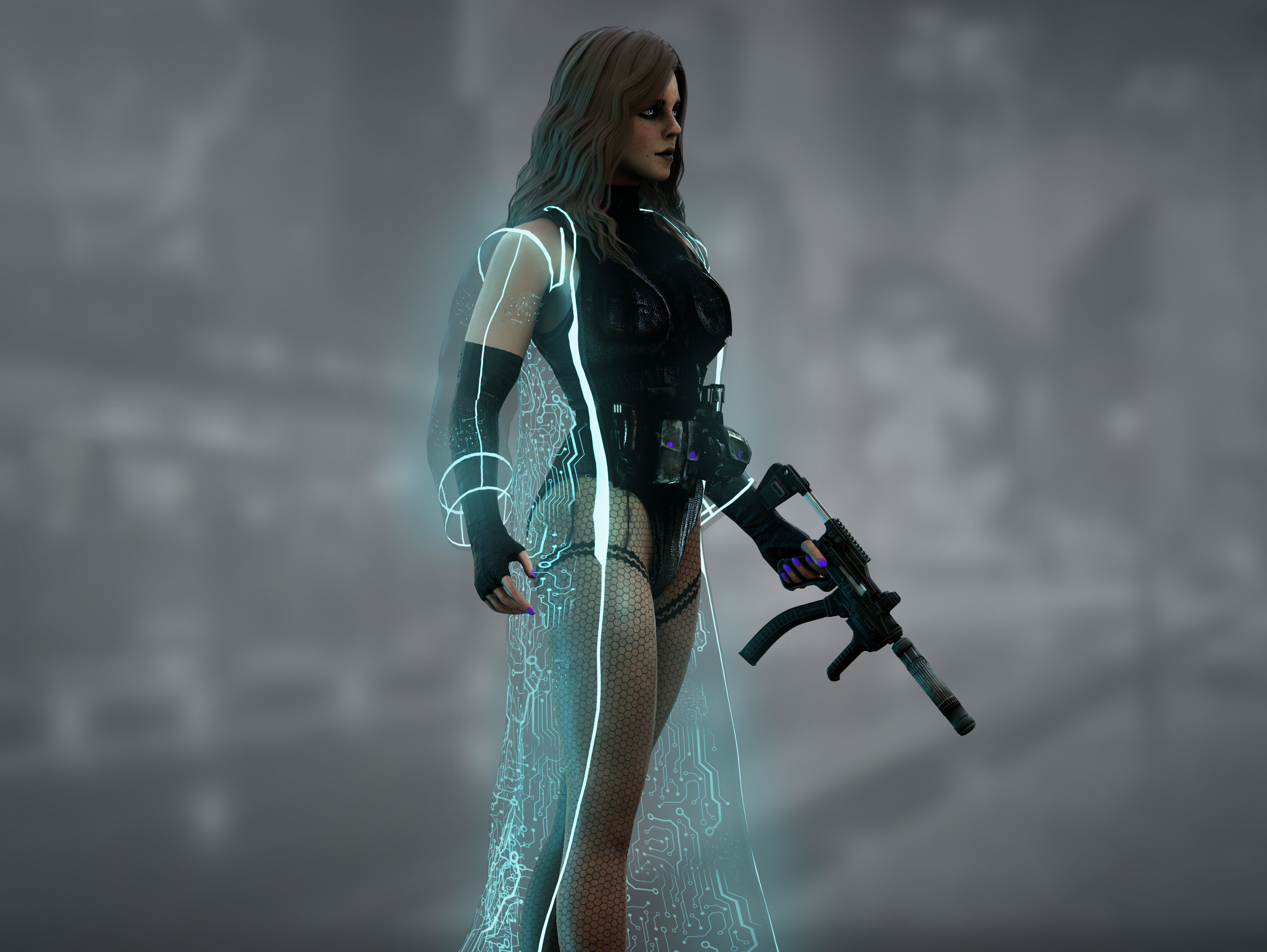 Sci Fi Mercenary Girl Low-poly 3D model_3