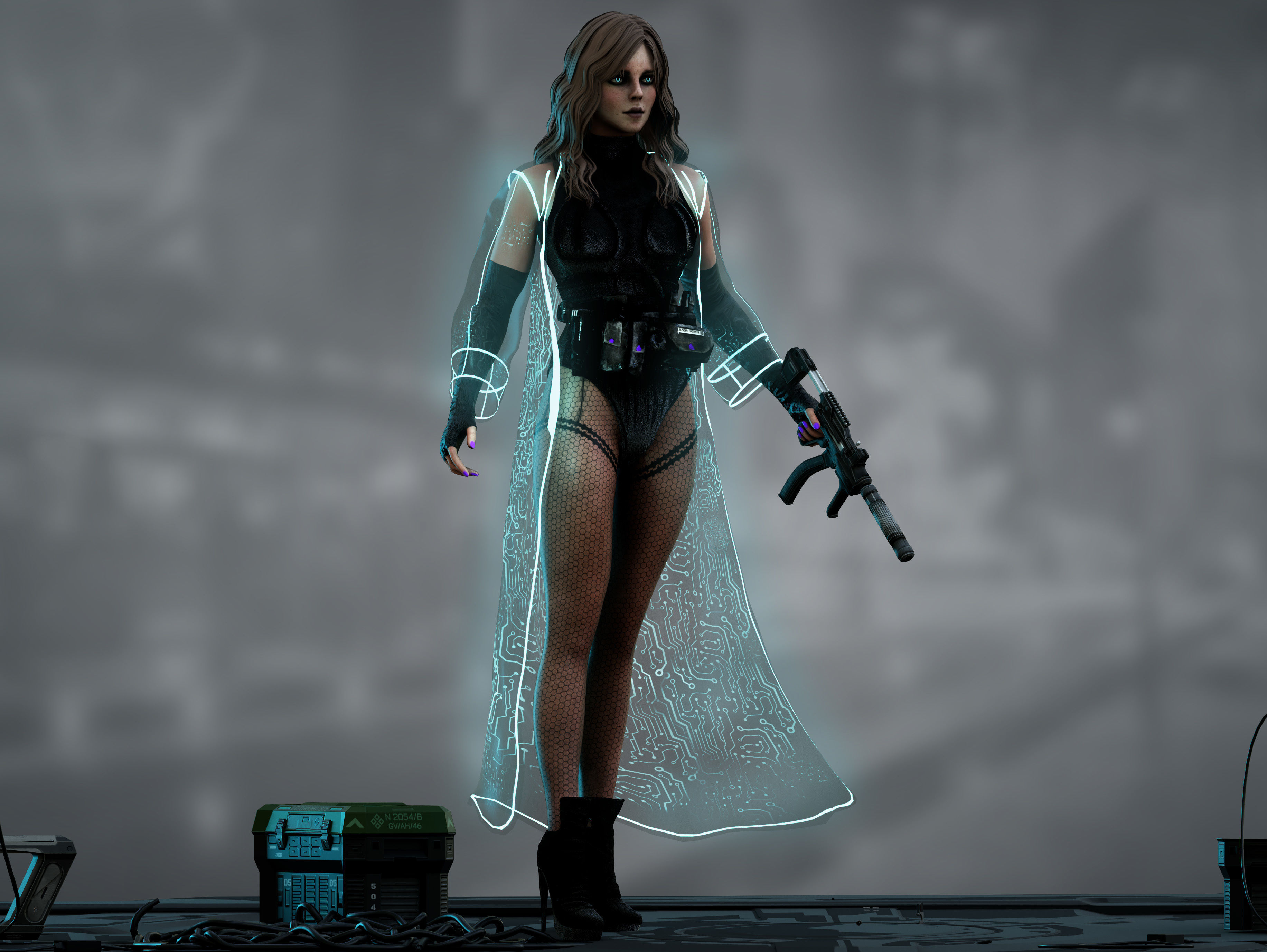 Sci Fi Mercenary Girl Low-poly 3D model_4