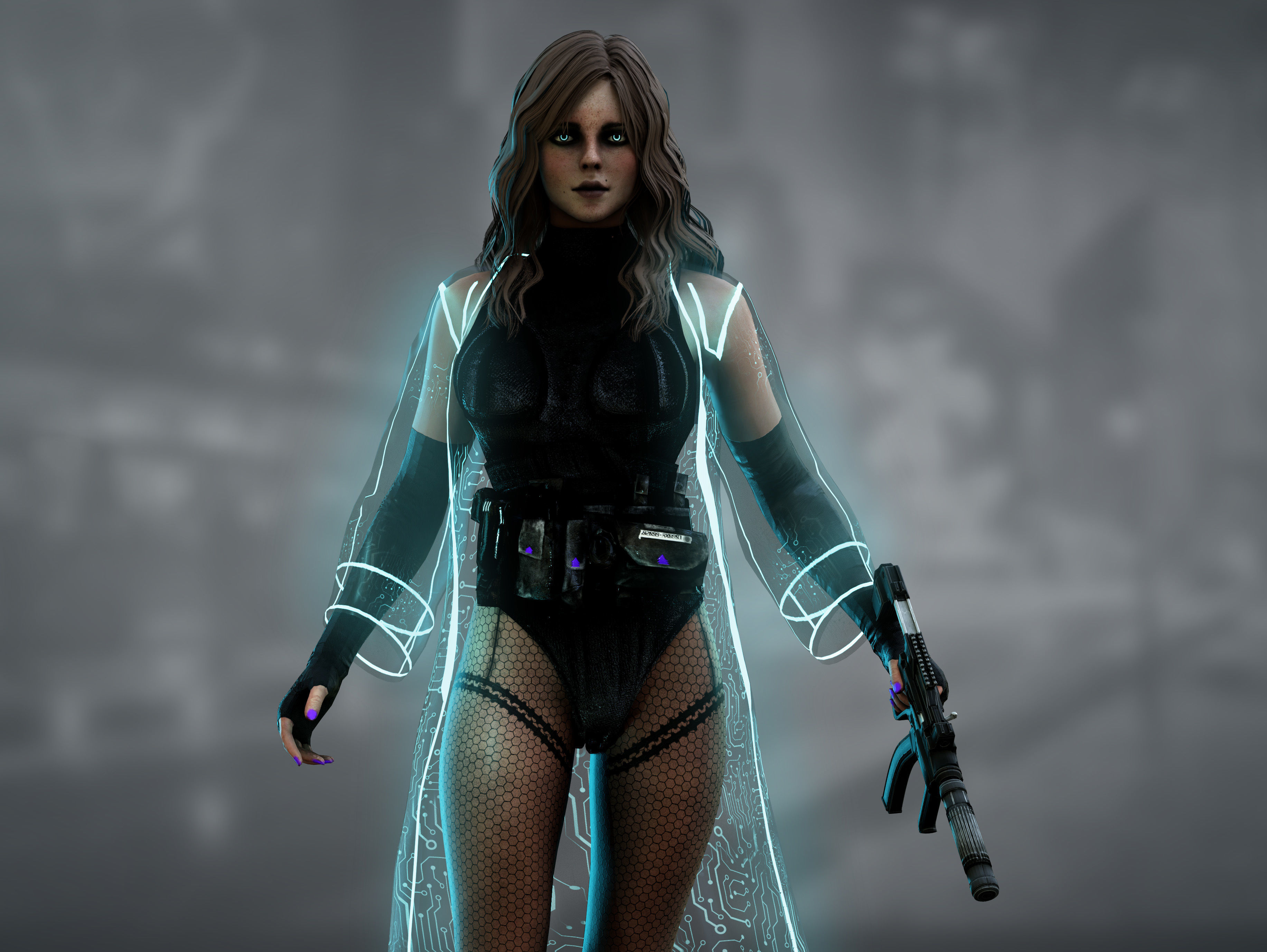 Sci Fi Mercenary Girl Low-poly 3D model_7