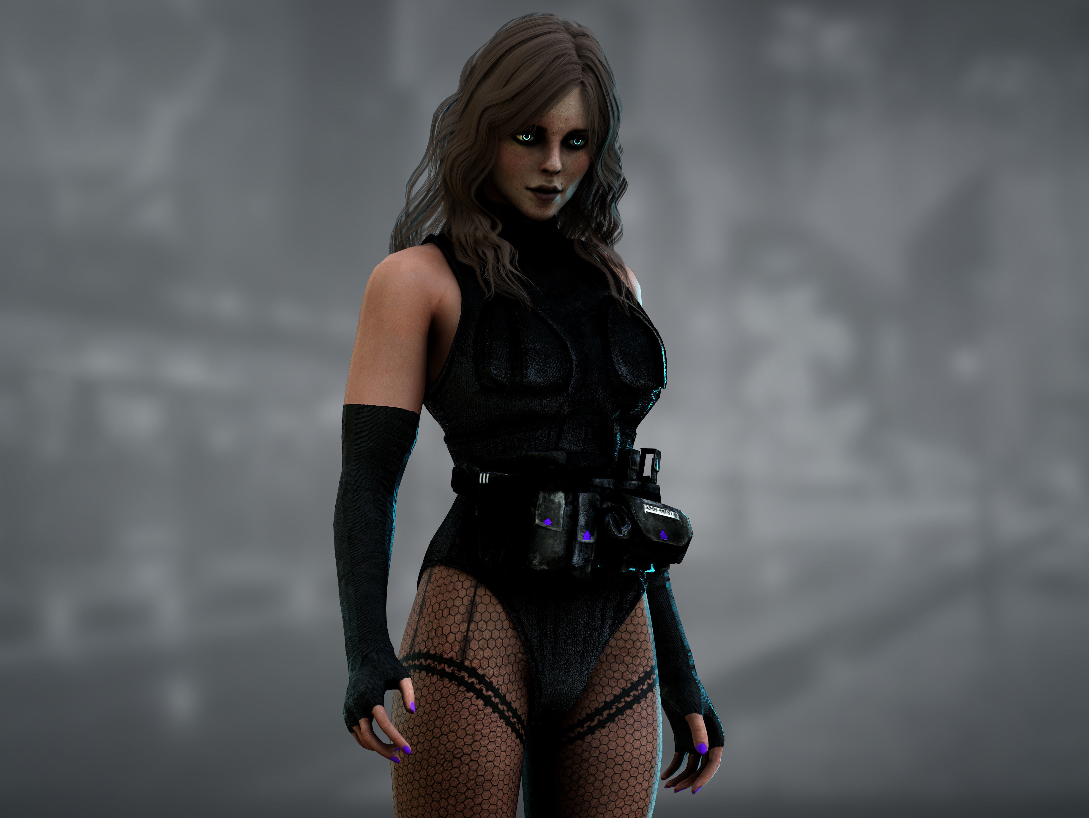 Sci Fi Mercenary Girl Low-poly 3D model_9