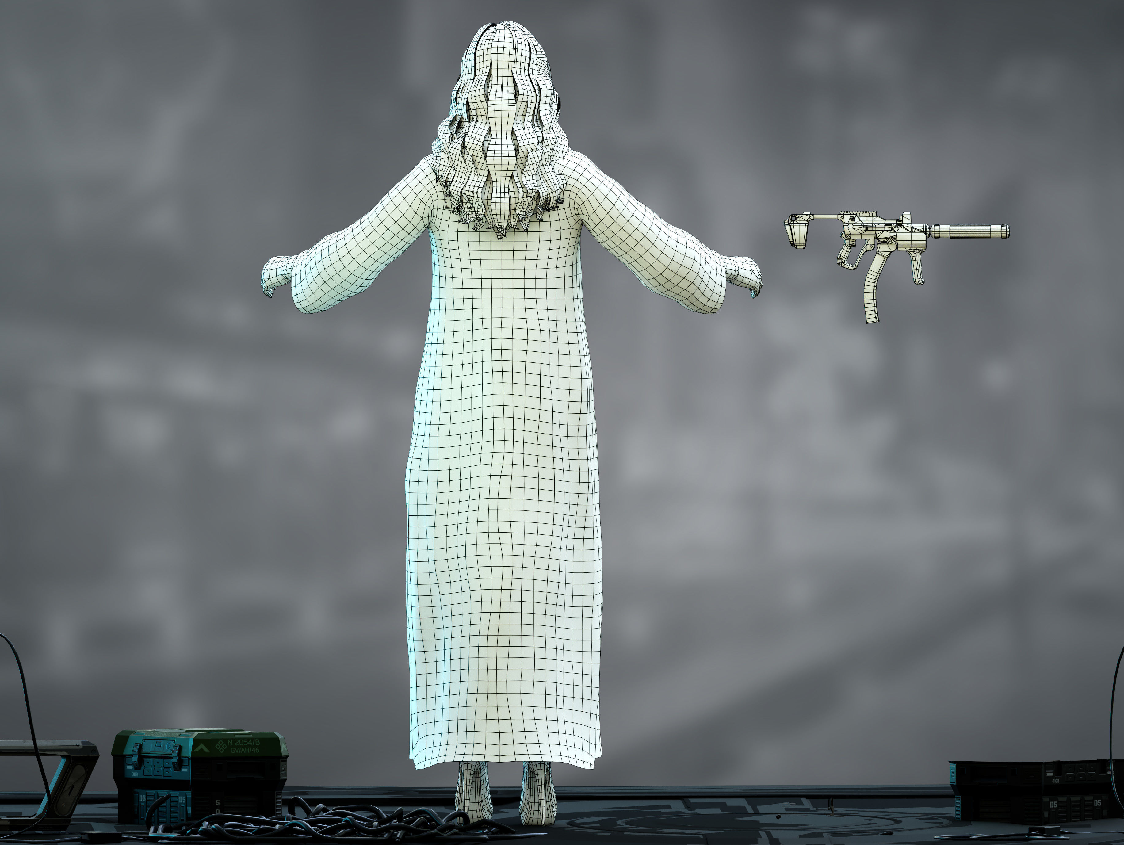 Sci Fi Mercenary Girl Low-poly 3D model_14