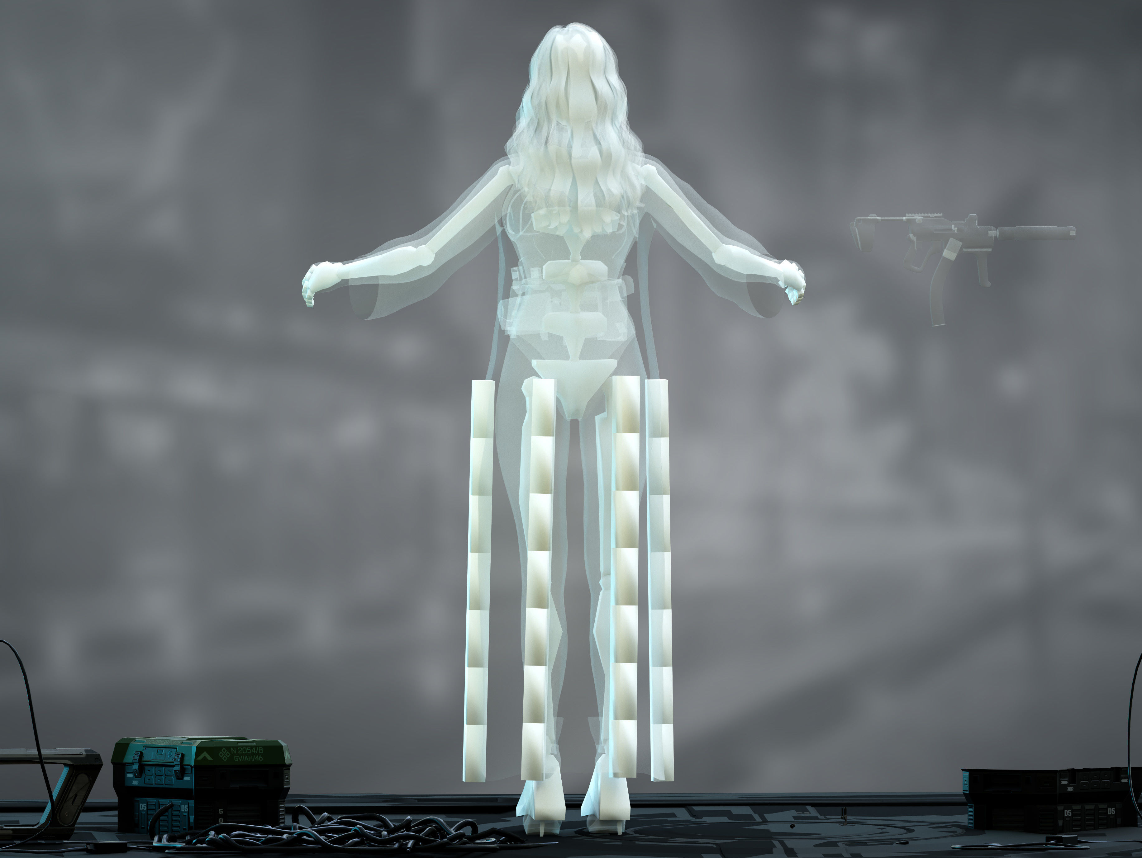 Sci Fi Mercenary Girl Low-poly 3D model_16