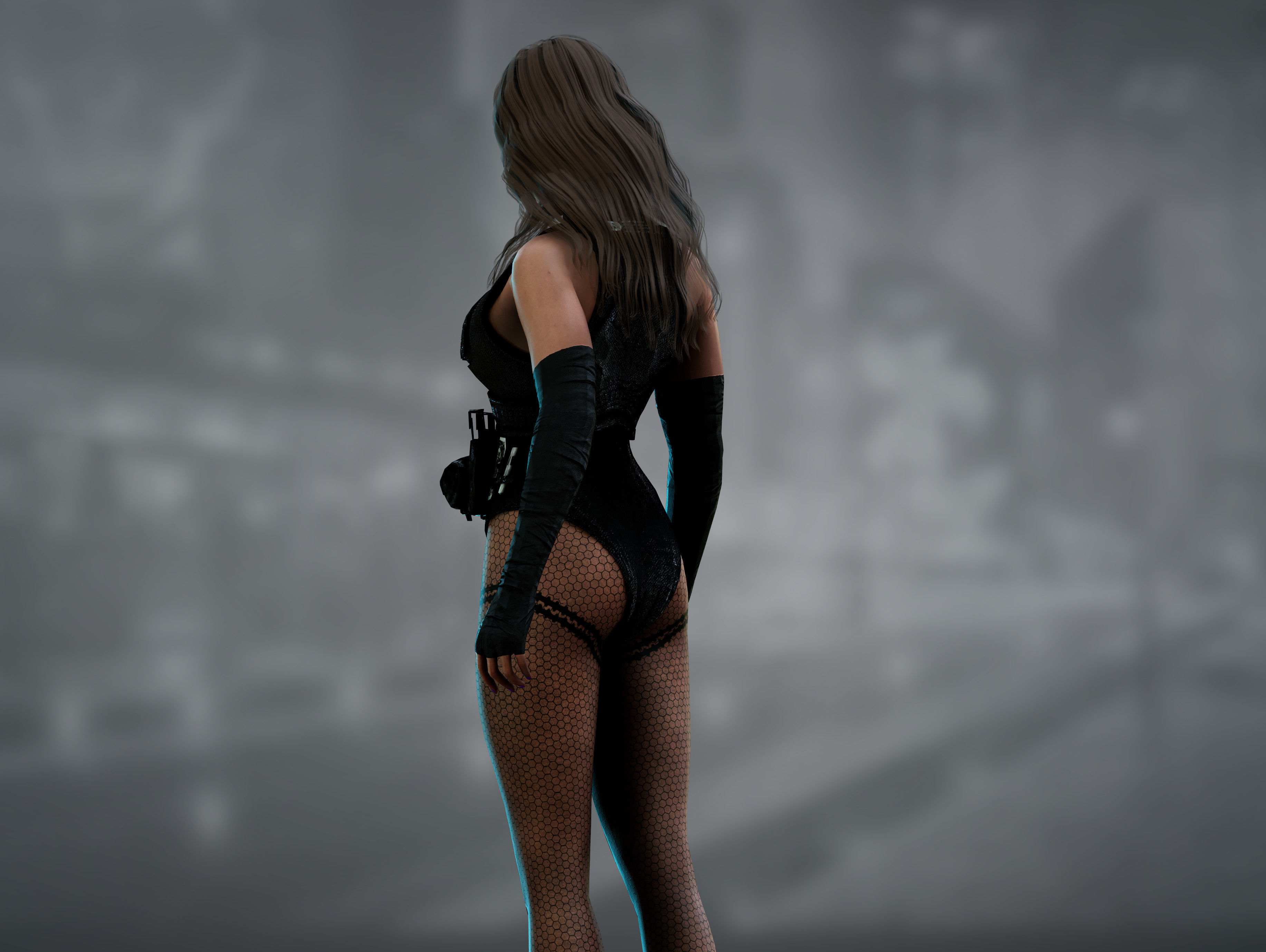 Sci Fi Mercenary Girl Low-poly 3D model_10