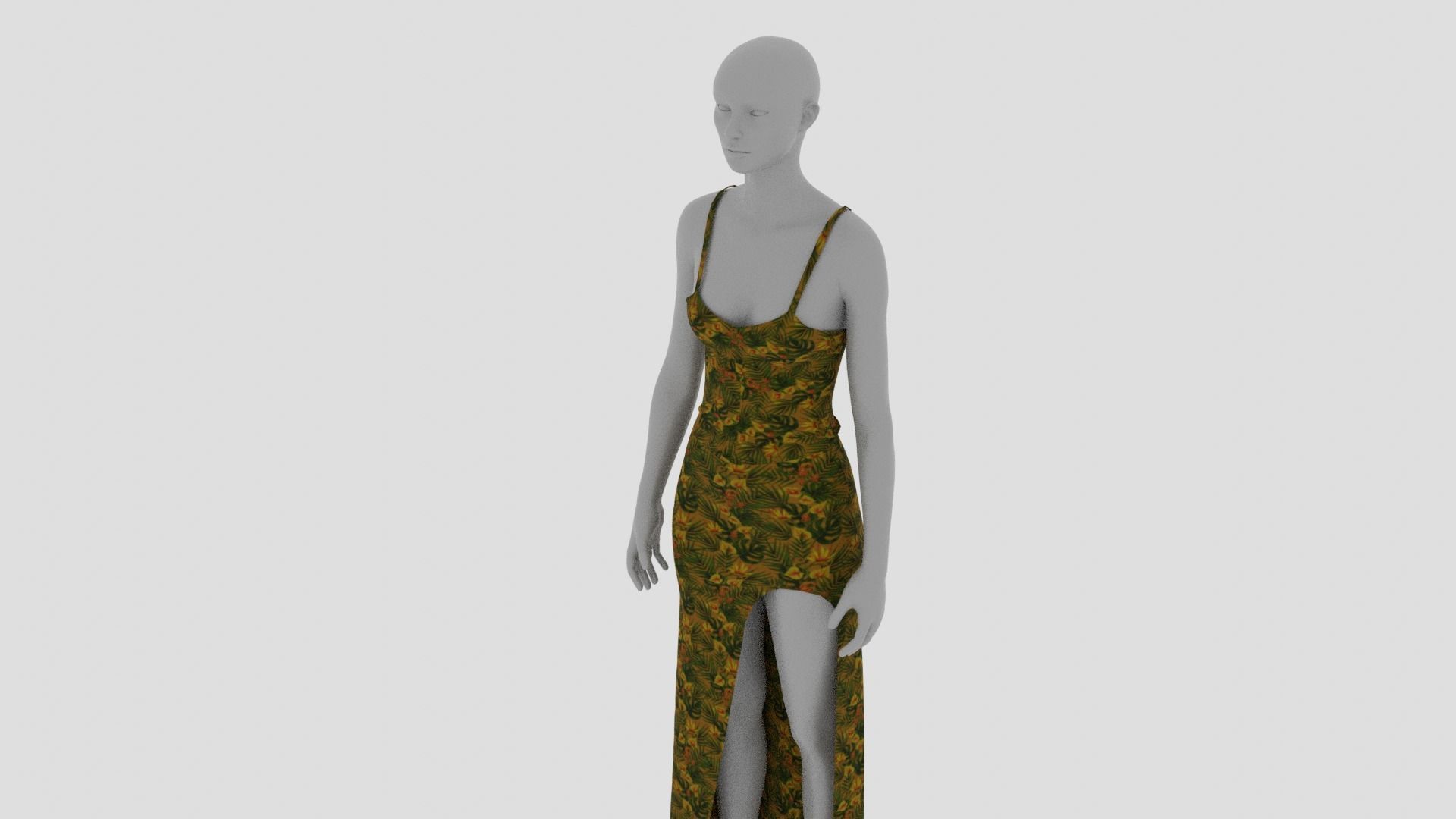 Women Dress Low-poly 3D model_5