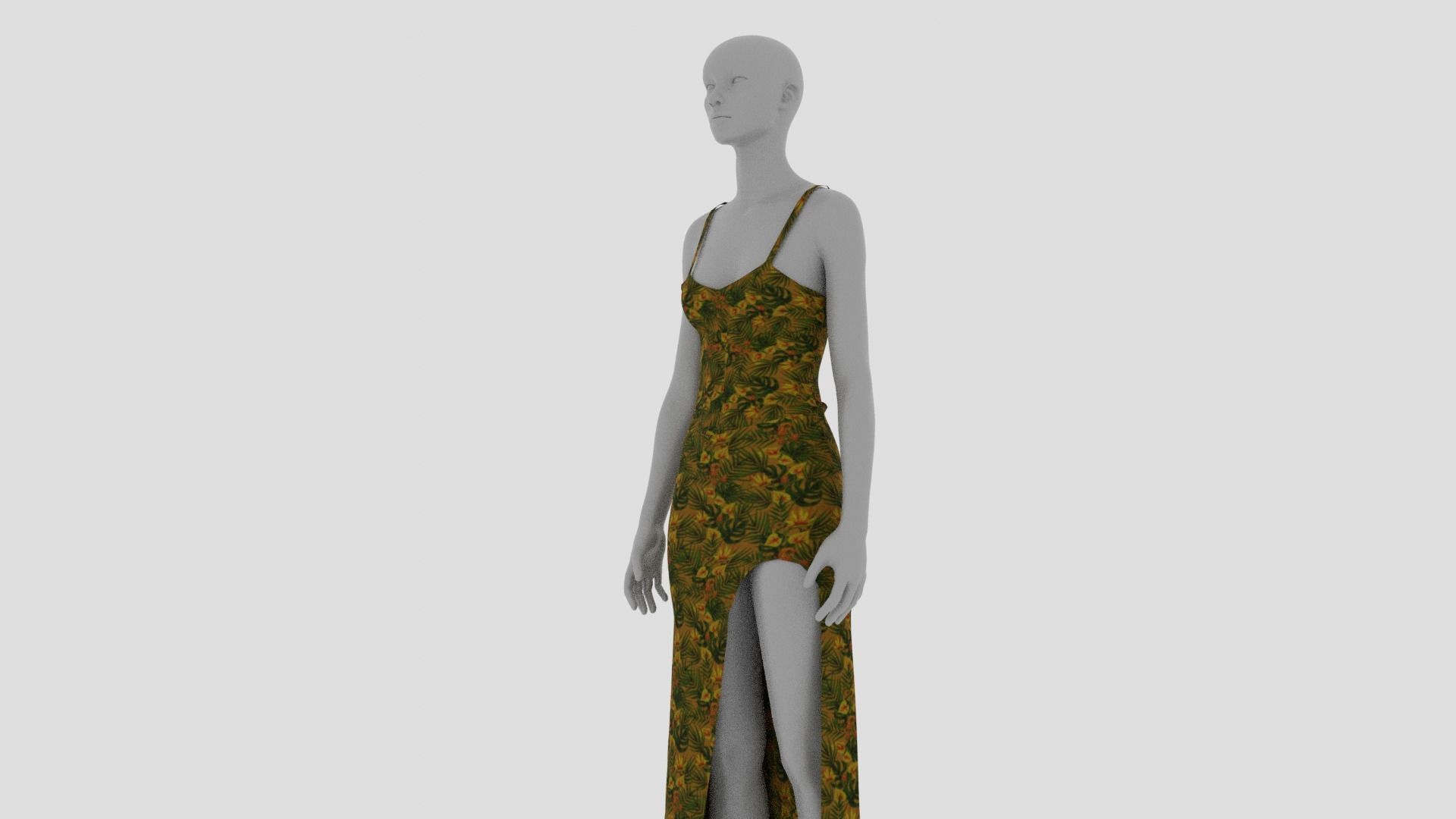 Women Dress Low-poly 3D model_8