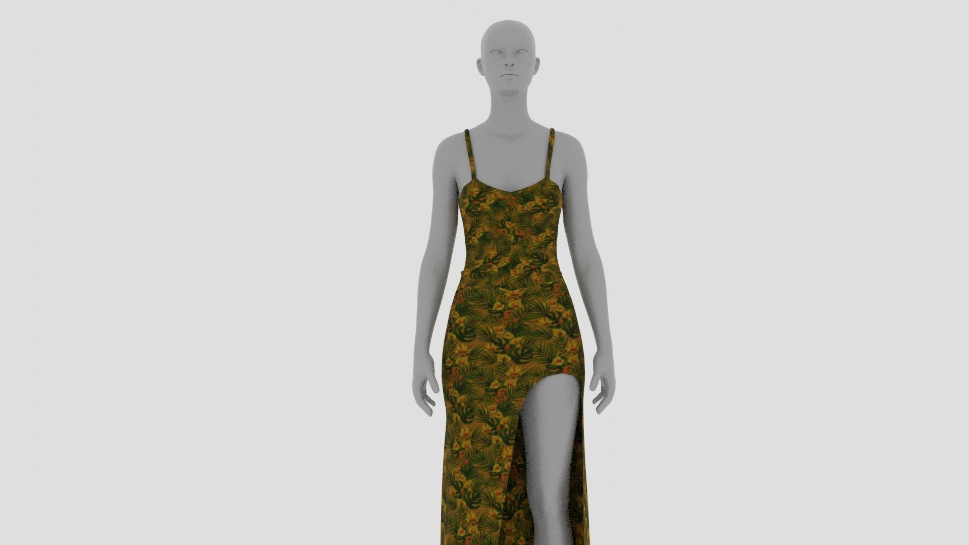 Women Dress Low-poly 3D model_7
