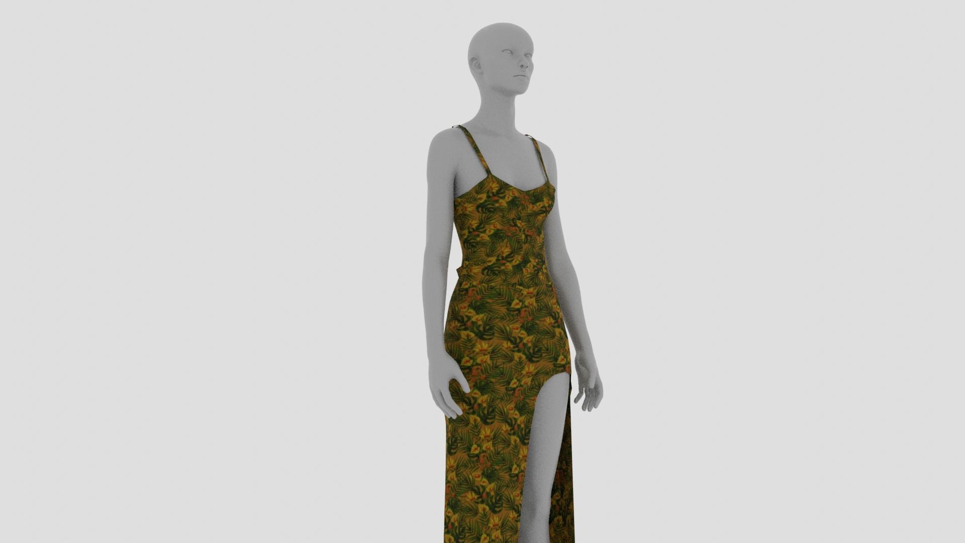 Women Dress Low-poly 3D model_6