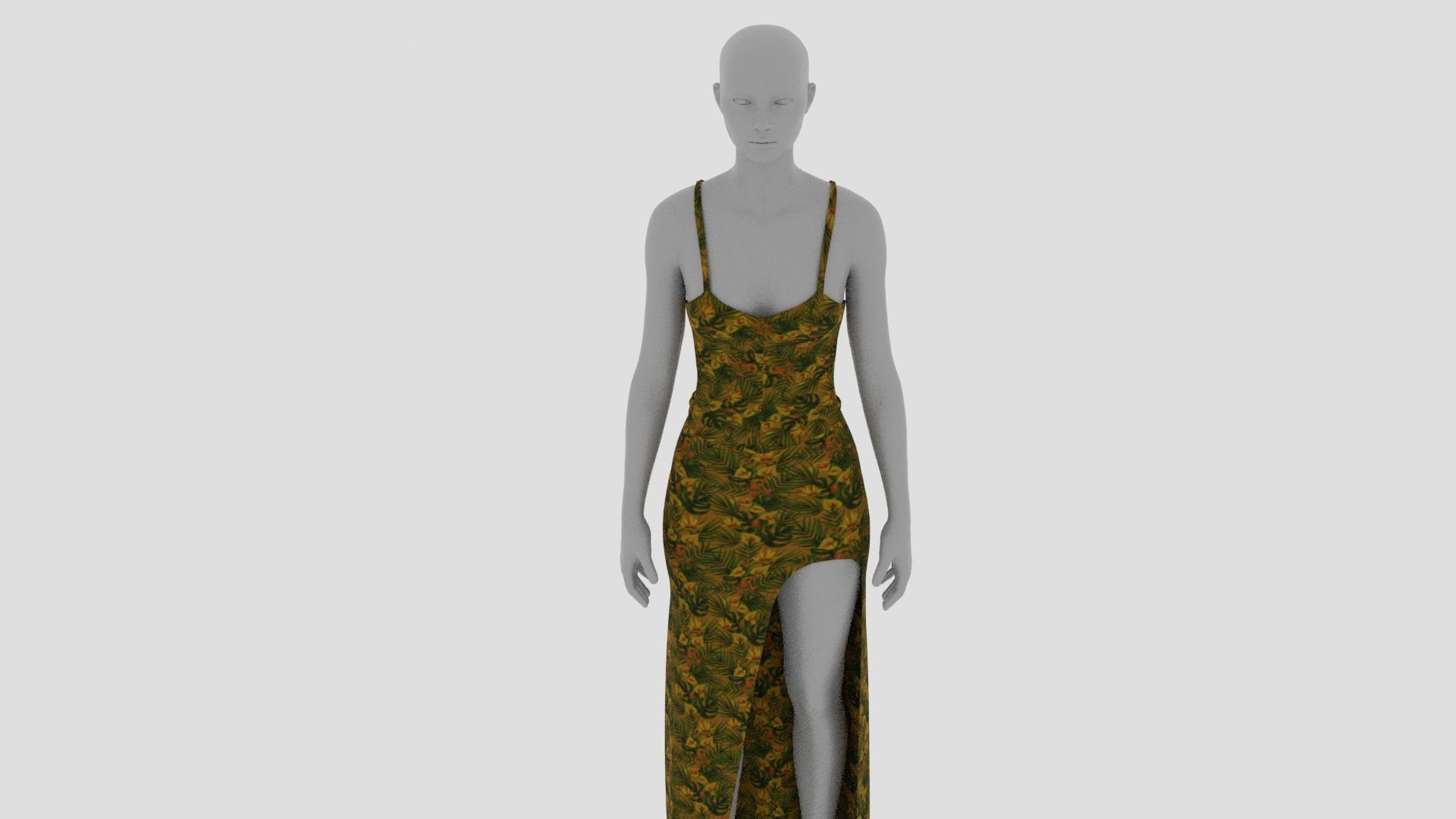 Women Dress Low-poly 3D model_4