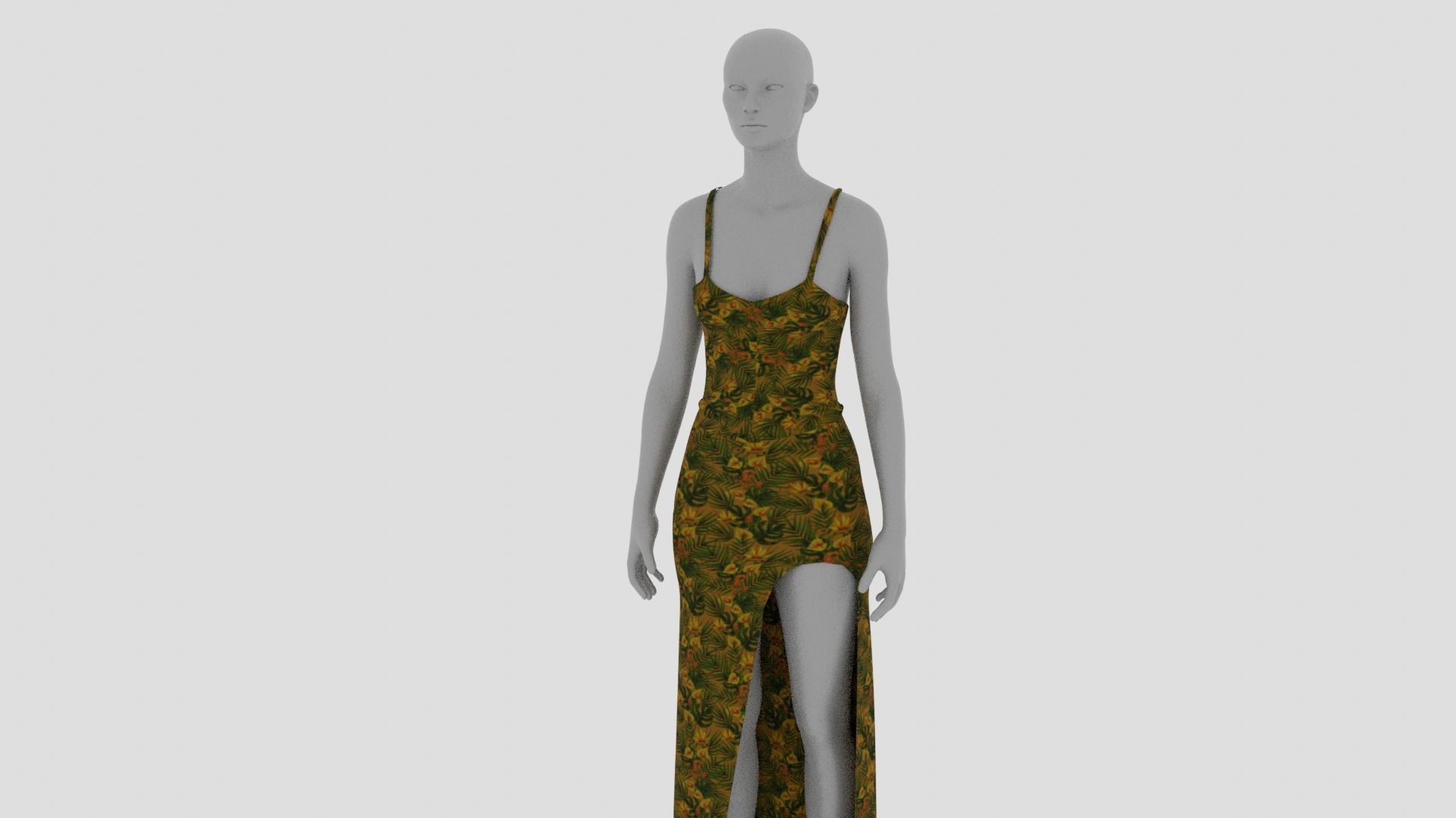 Women Dress Low-poly 3D model_15