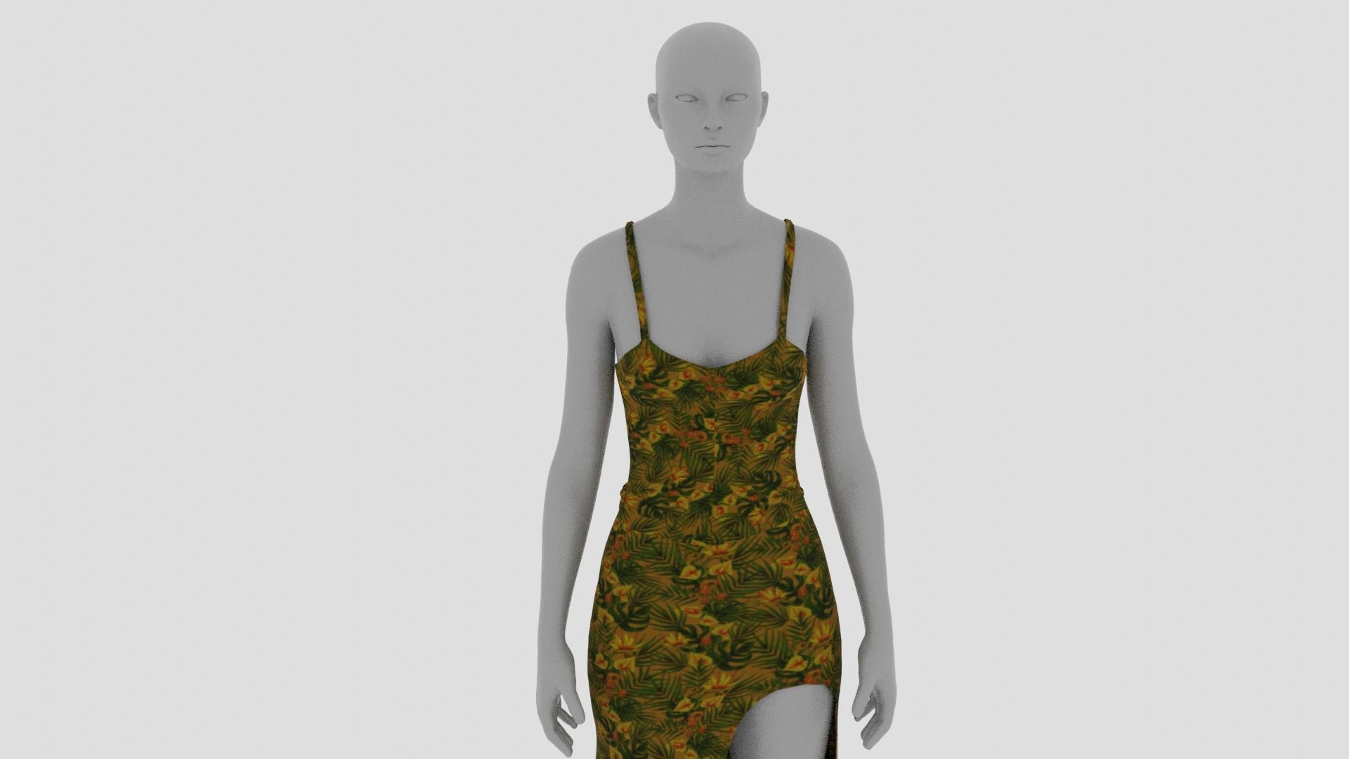 Women Dress Low-poly 3D model_10