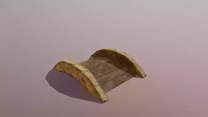 Garden bridge stone and wood low poly Low-poly 3D model