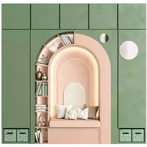 Childrens wardrobe with built-in crib