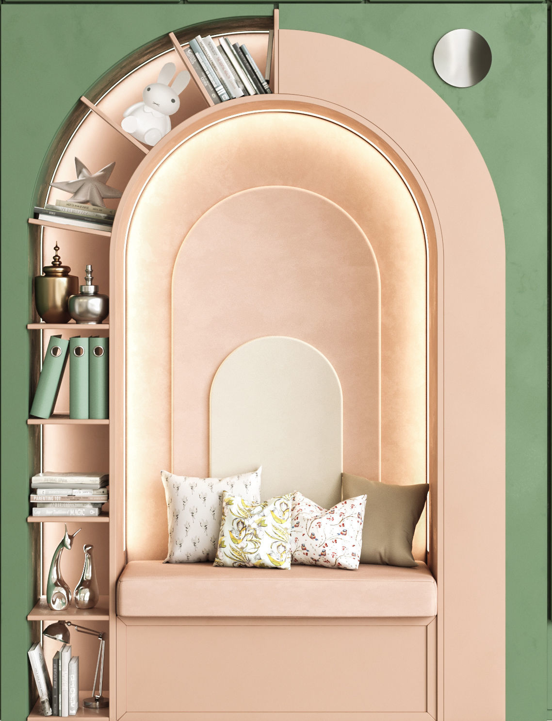 Childrens wardrobe with built-in crib 3D model_2