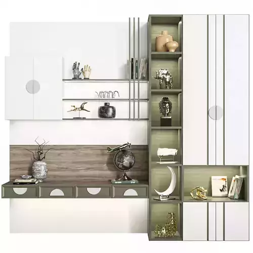 Modern wardrobe with decor and books