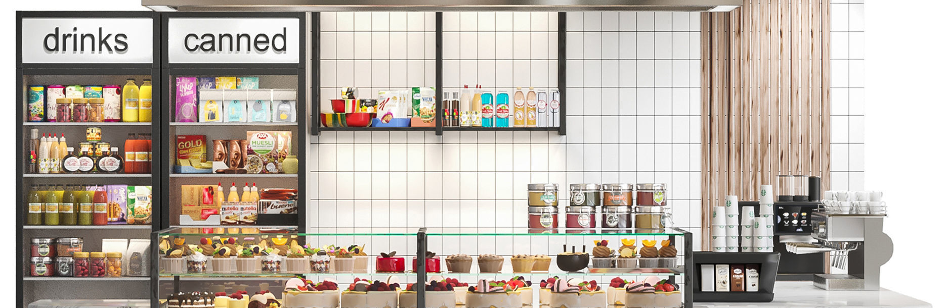 Modern cafe design with desserts 50 3D model_4