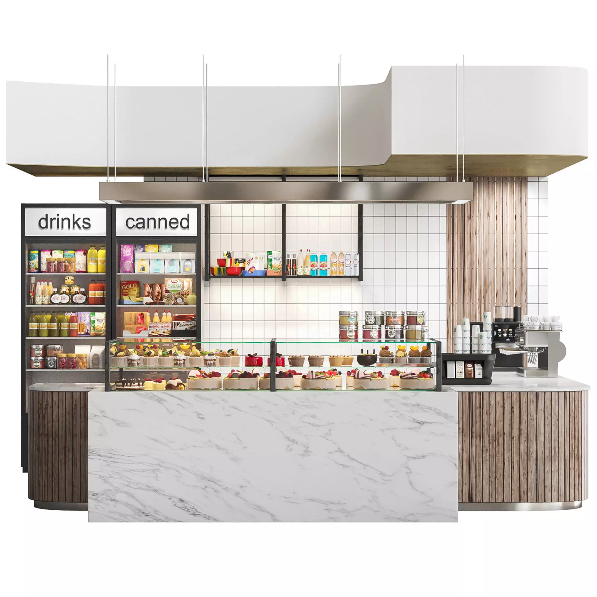 Modern cafe design with desserts 50 3D model_0