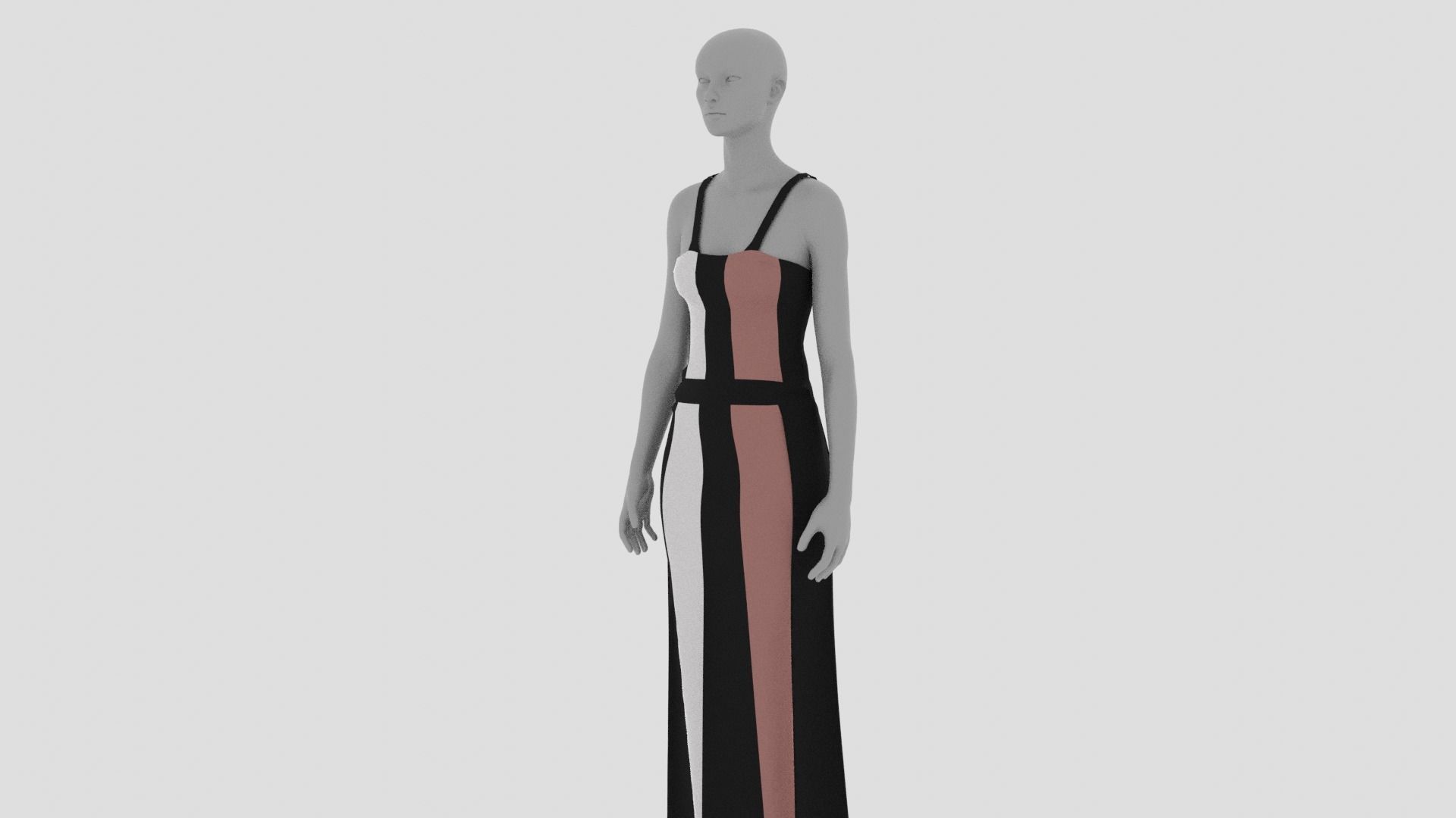 Women Dress Low-poly 3D model_2