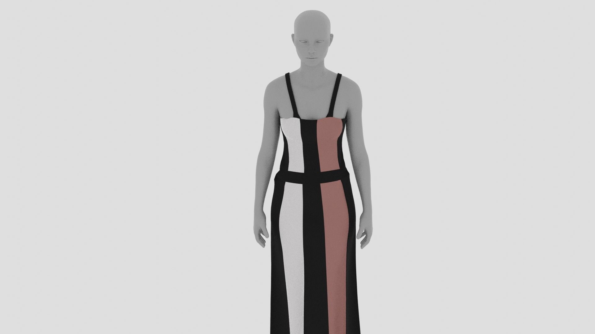 Women Dress Low-poly 3D model_4