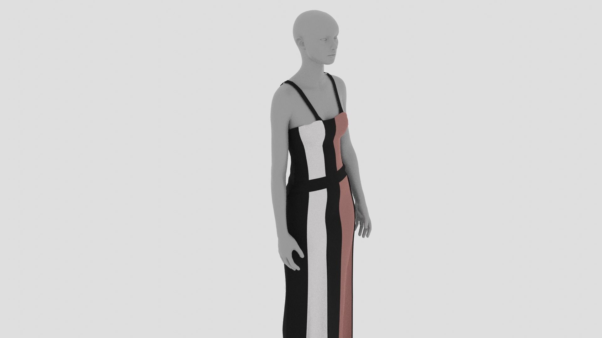 Women Dress Low-poly 3D model_3