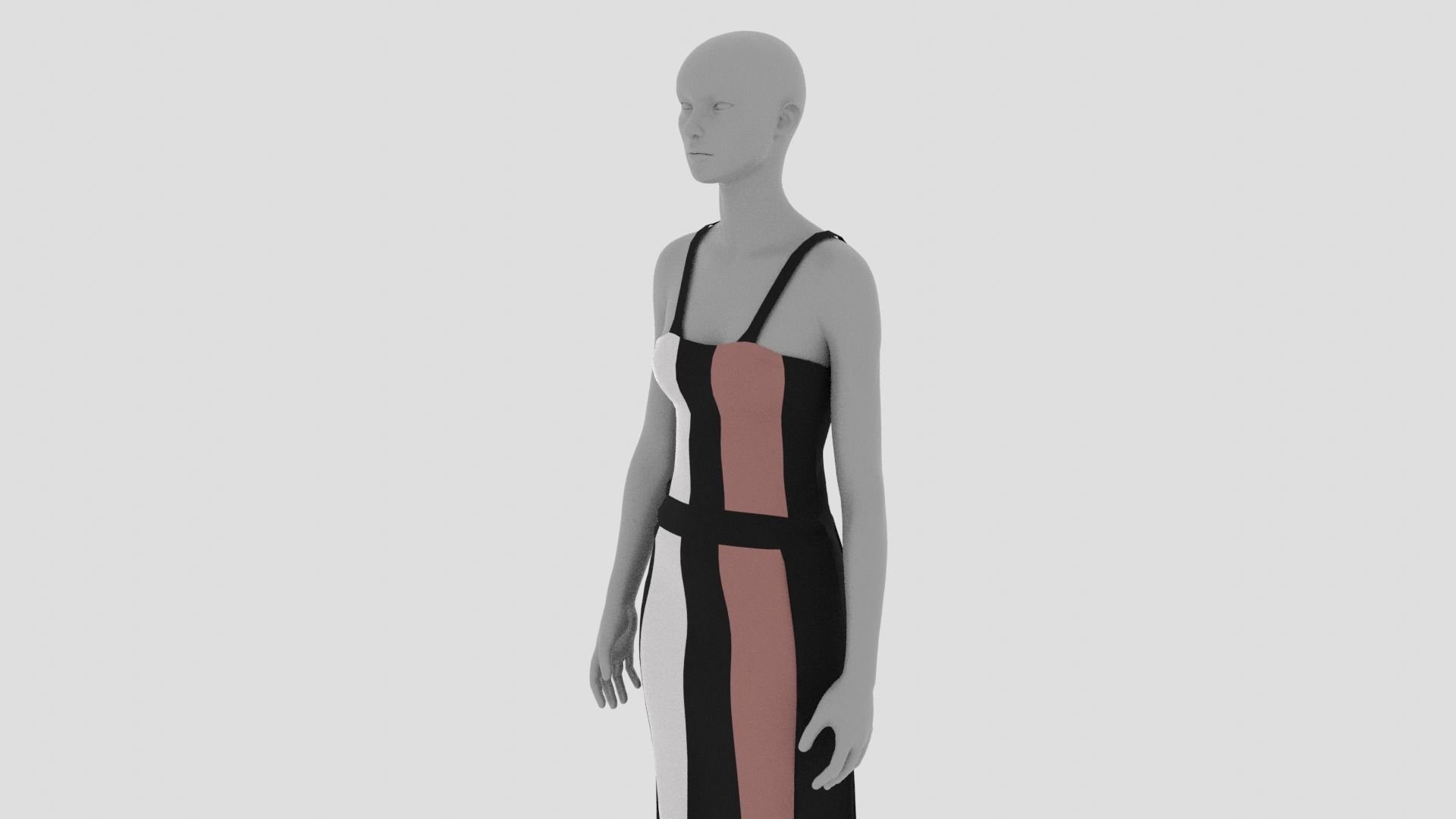 Women Dress Low-poly 3D model_14