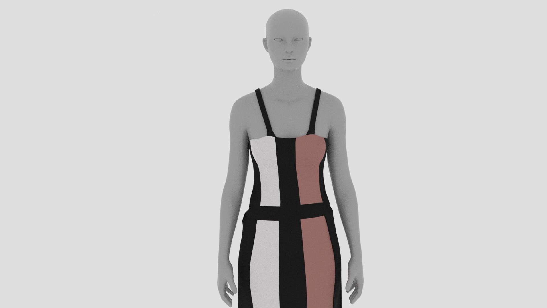 Women Dress Low-poly 3D model_10