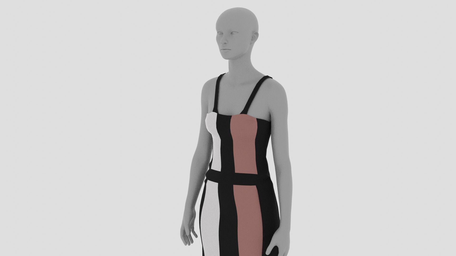 Women Dress Low-poly 3D model_11