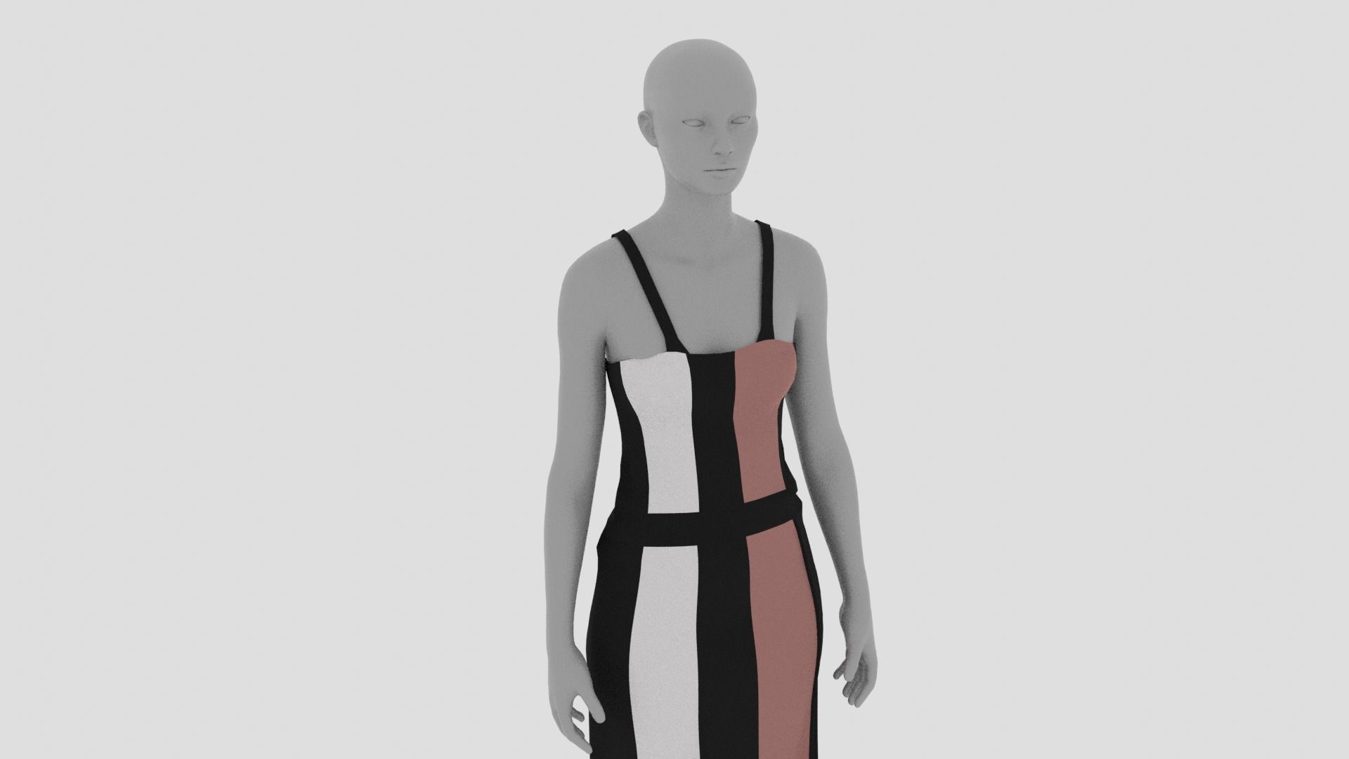 Women Dress Low-poly 3D model_12