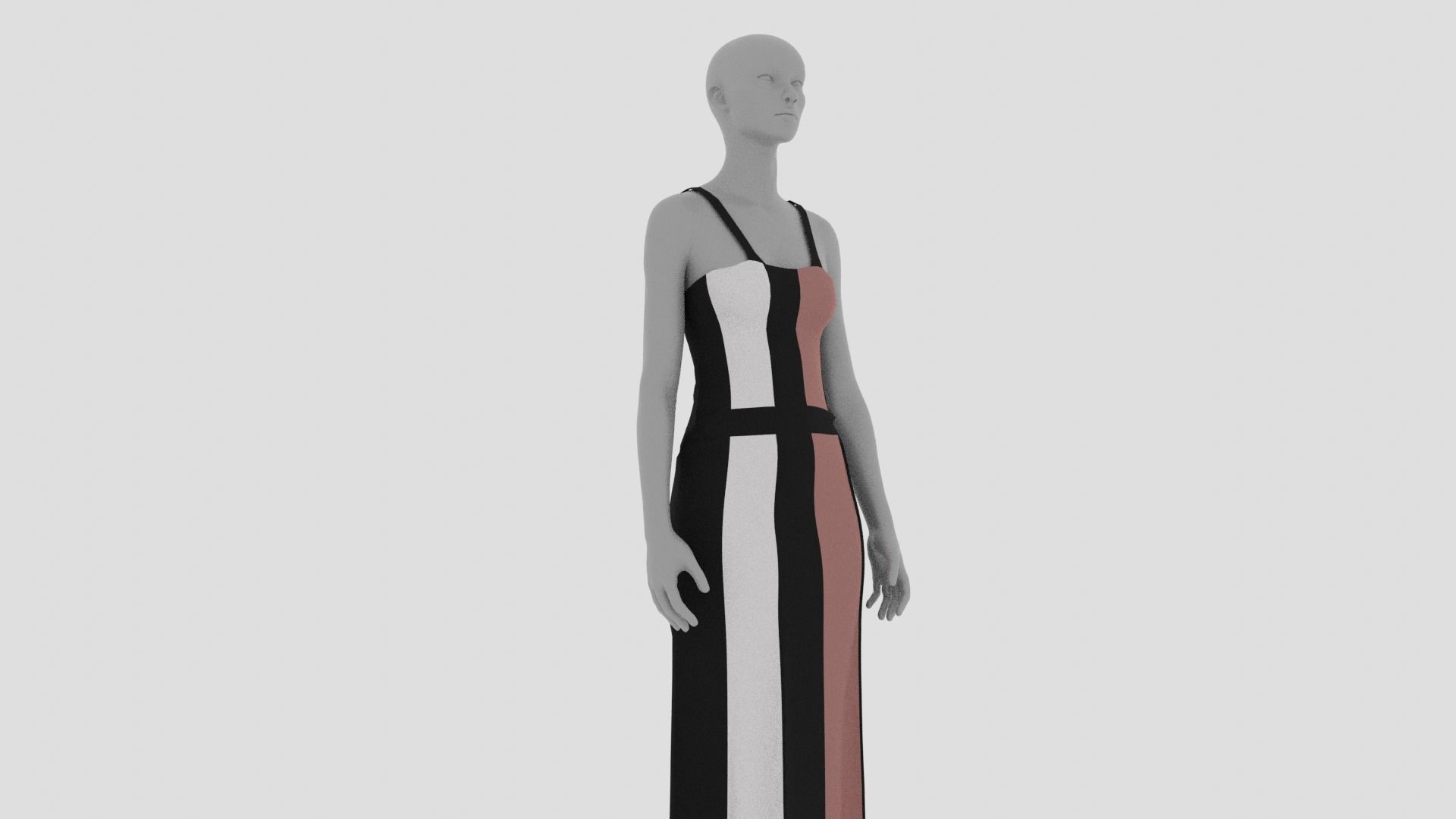 Women Dress Low-poly 3D model_6