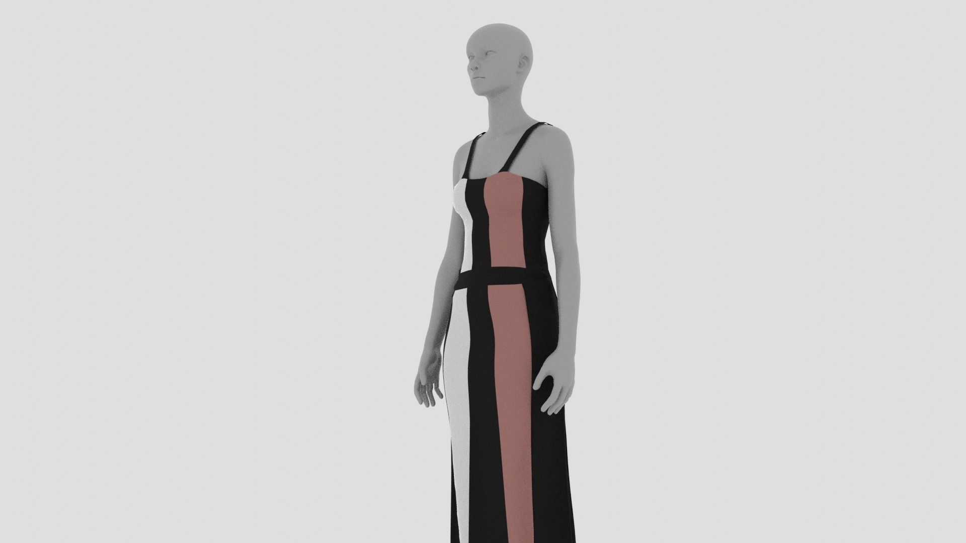 Women Dress Low-poly 3D model_8