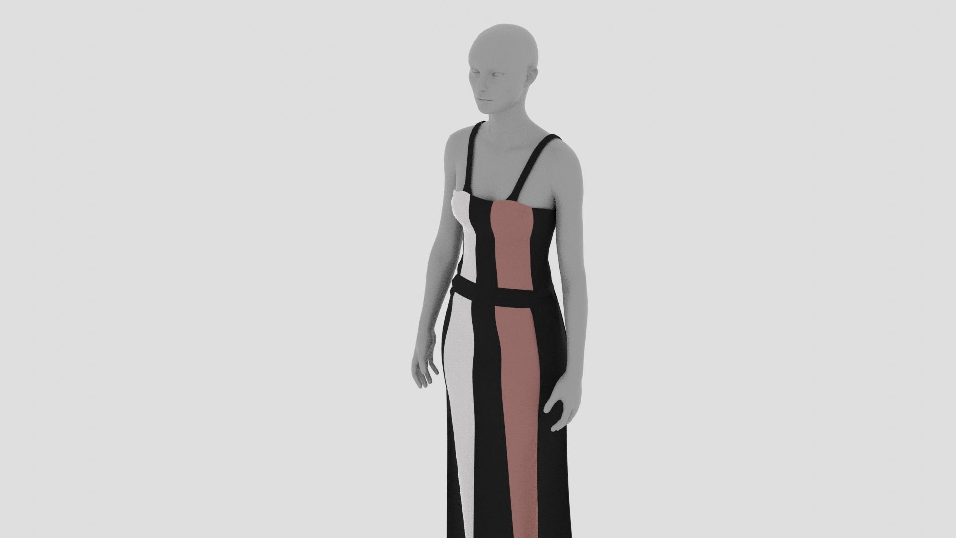 Women Dress Low-poly 3D model_5