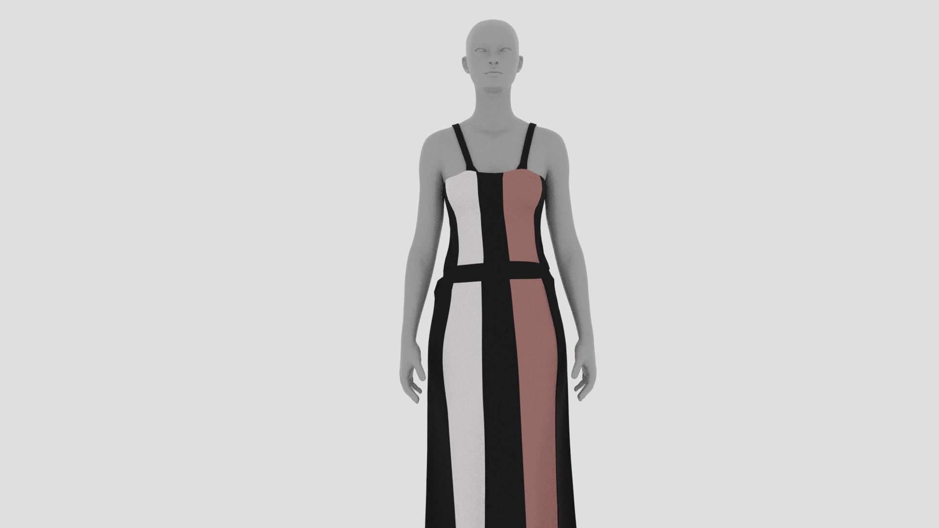 Women Dress Low-poly 3D model_7