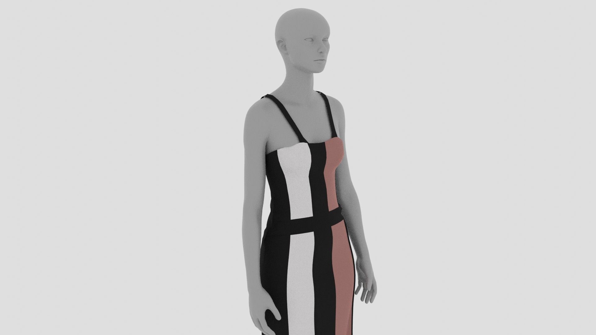 Women Dress Low-poly 3D model_9
