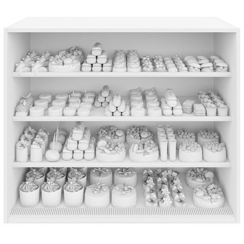 Showcase with desserts cakes and pastries 3D model 2