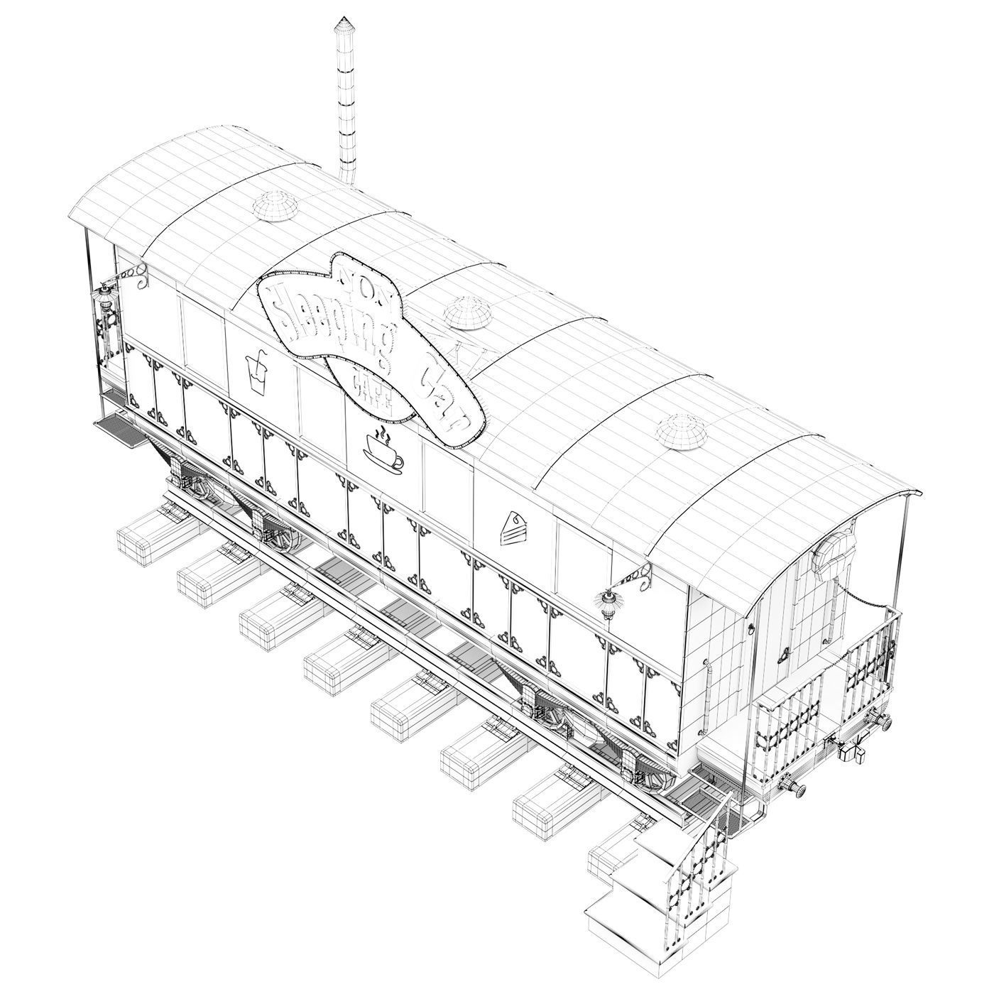 Old Wagon Cafe  3D model_10
