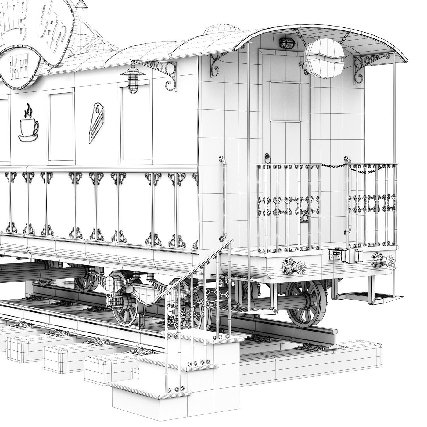 Old Wagon Cafe  3D model_9