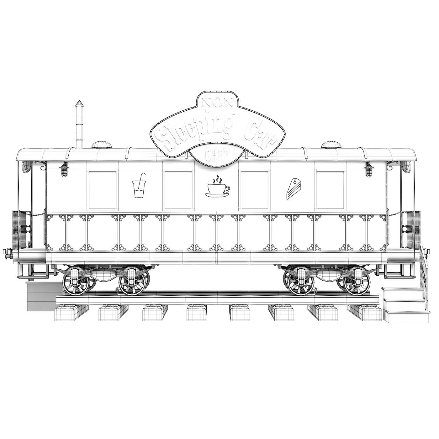 Old Wagon Cafe  3D model_8