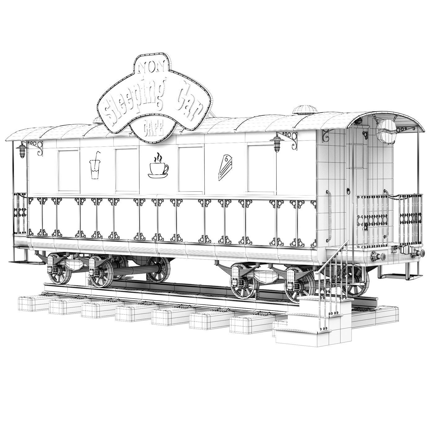 Old Wagon Cafe  3D model_6