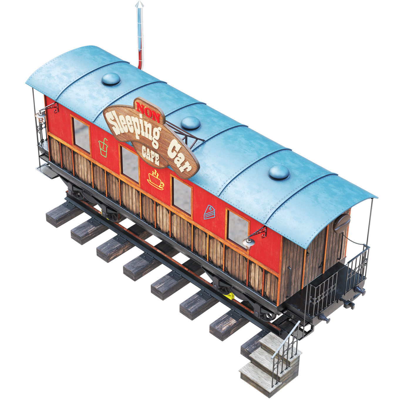 Old Wagon Cafe  3D model_3